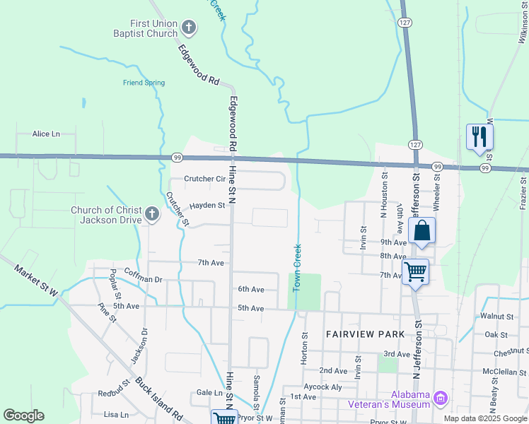 map of restaurants, bars, coffee shops, grocery stores, and more near 35 Sandra Lane in Athens