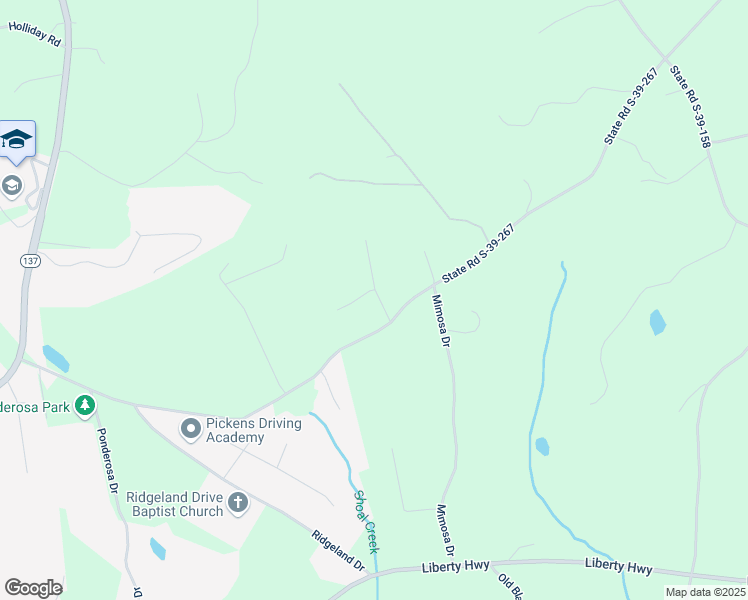 map of restaurants, bars, coffee shops, grocery stores, and more near 205 Shady Oaks Drive in Six Mile