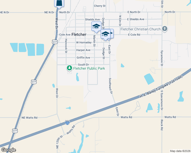 map of restaurants, bars, coffee shops, grocery stores, and more near 203 Park View in Fletcher
