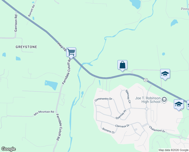 map of restaurants, bars, coffee shops, grocery stores, and more near 23896 Arkansas 10 in Little Rock