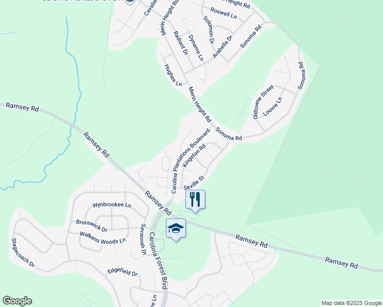 map of restaurants, bars, coffee shops, grocery stores, and more near 327 Kingston Road in Jacksonville