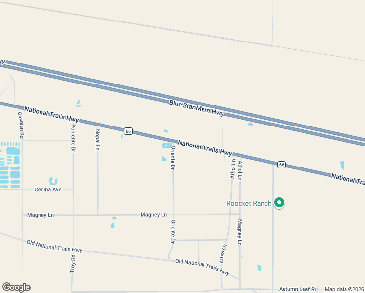 map of restaurants, bars, coffee shops, grocery stores, and more near 46955 National Trails Highway in Newberry Springs
