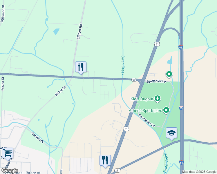 map of restaurants, bars, coffee shops, grocery stores, and more near 1418 East Elm Street in Athens