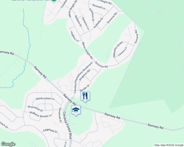 map of restaurants, bars, coffee shops, grocery stores, and more near 604 Marseille Court in Jacksonville
