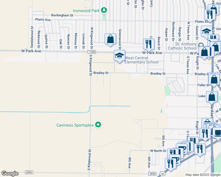 map of restaurants, bars, coffee shops, grocery stores, and more near 100 Campbell Street in Hereford