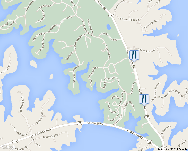 map of restaurants, bars, coffee shops, grocery stores, and more near 9 Marina Village Way in Salem