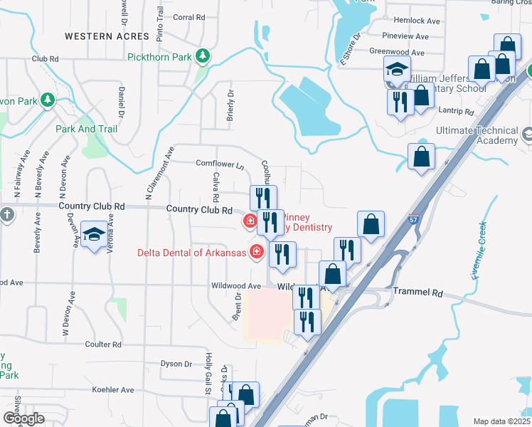 map of restaurants, bars, coffee shops, grocery stores, and more near 1616 Coolhurst Avenue in Sherwood