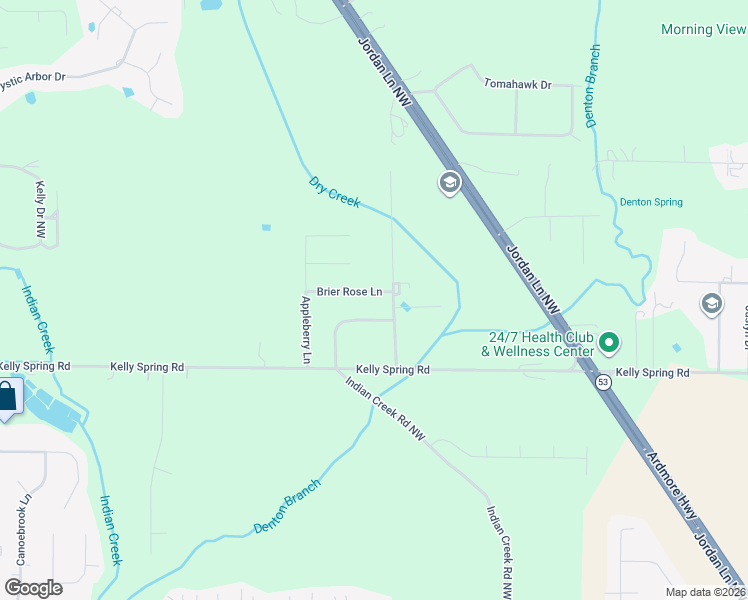 map of restaurants, bars, coffee shops, grocery stores, and more near 104 Brier Rose Lane in Harvest