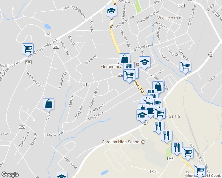 map of restaurants, bars, coffee shops, grocery stores, and more near 209 Lulu Lane in Greenville