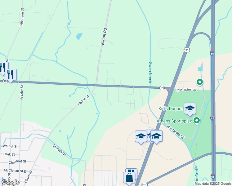 map of restaurants, bars, coffee shops, grocery stores, and more near 600 Camelot Drive in Athens