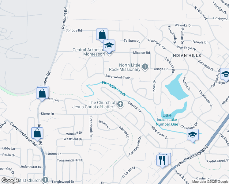 map of restaurants, bars, coffee shops, grocery stores, and more near 917 Cobblestone Circle in North Little Rock
