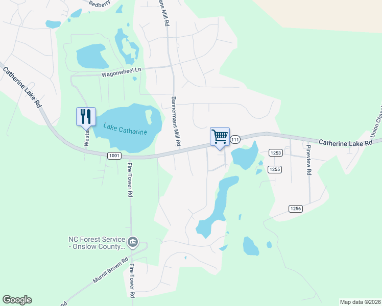 map of restaurants, bars, coffee shops, grocery stores, and more near 103 England Lane in Richlands