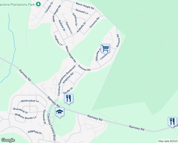 map of restaurants, bars, coffee shops, grocery stores, and more near 316 Sonoma Road in Jacksonville