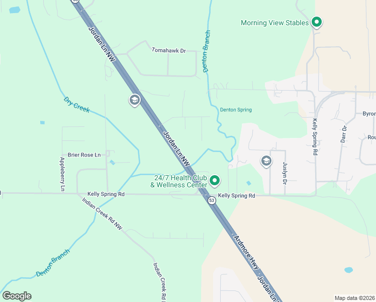 map of restaurants, bars, coffee shops, grocery stores, and more near 4734-4826 Jordan Lane Northwest in Harvest