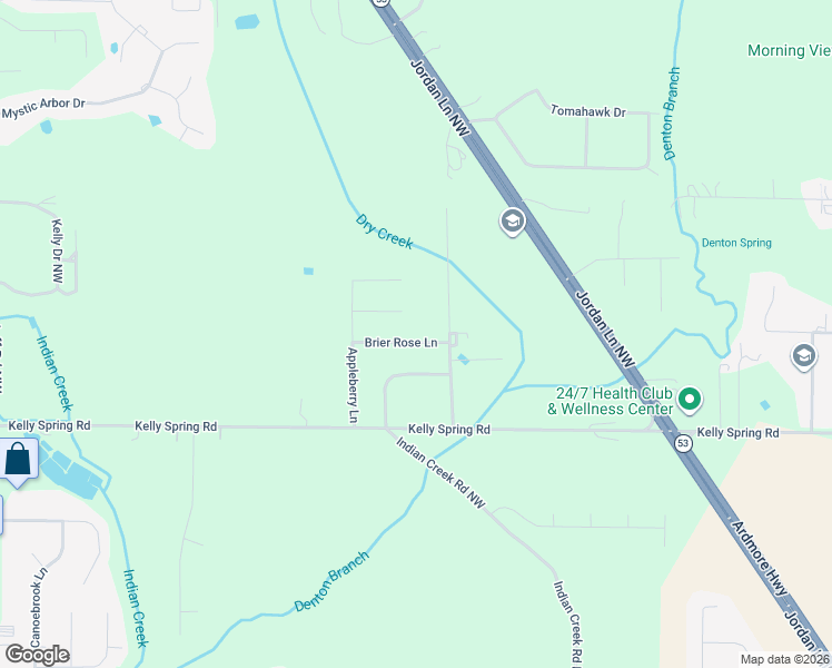 map of restaurants, bars, coffee shops, grocery stores, and more near 104 Brier Rose Lane in Harvest