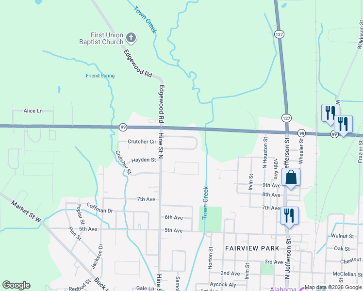 map of restaurants, bars, coffee shops, grocery stores, and more near 19148 Racheals Loop in Athens