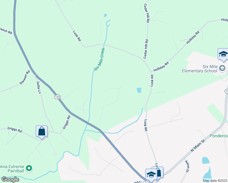 map of restaurants, bars, coffee shops, grocery stores, and more near 165 Bridwell Road in Six Mile