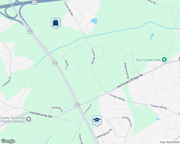map of restaurants, bars, coffee shops, grocery stores, and more near 528 Turner Hill Road in Easley