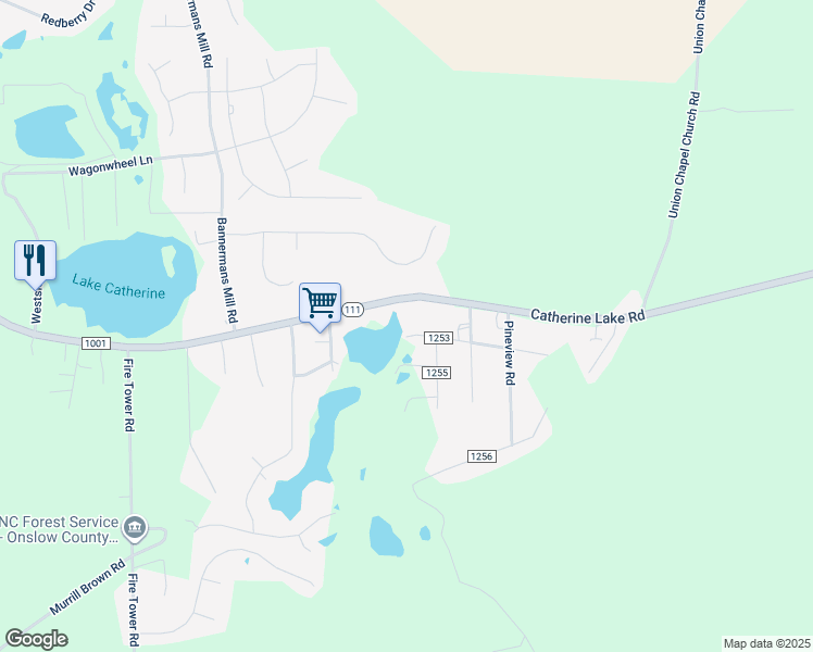 map of restaurants, bars, coffee shops, grocery stores, and more near 468 Lake Drive in Richlands