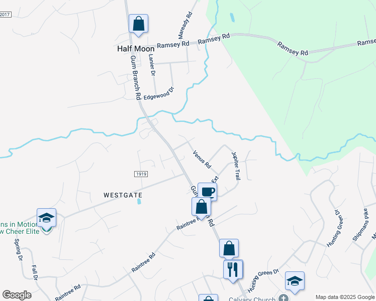 map of restaurants, bars, coffee shops, grocery stores, and more near 119 Venus Road in Jacksonville