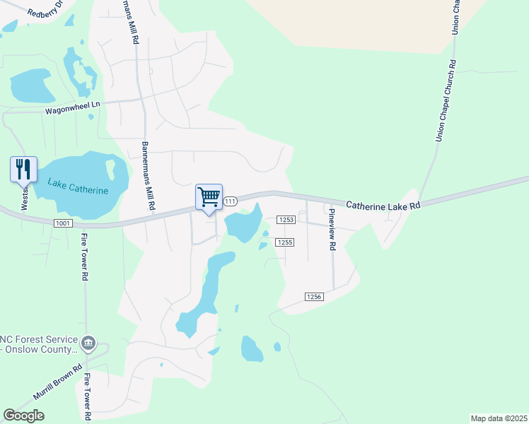 map of restaurants, bars, coffee shops, grocery stores, and more near 468 Lake Drive in Richlands