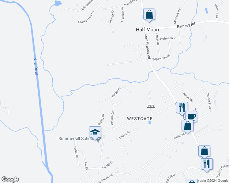 map of restaurants, bars, coffee shops, grocery stores, and more near 203 Winter Place in Jacksonville
