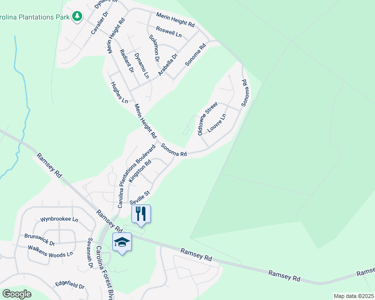 map of restaurants, bars, coffee shops, grocery stores, and more near 319 Sonoma Road in Jacksonville