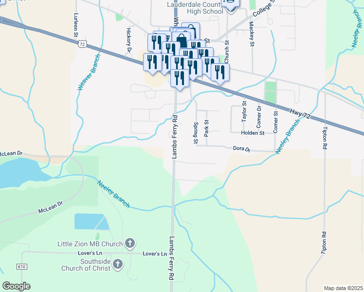 map of restaurants, bars, coffee shops, grocery stores, and more near 7480-7510 Wheeler Street in Rogersville