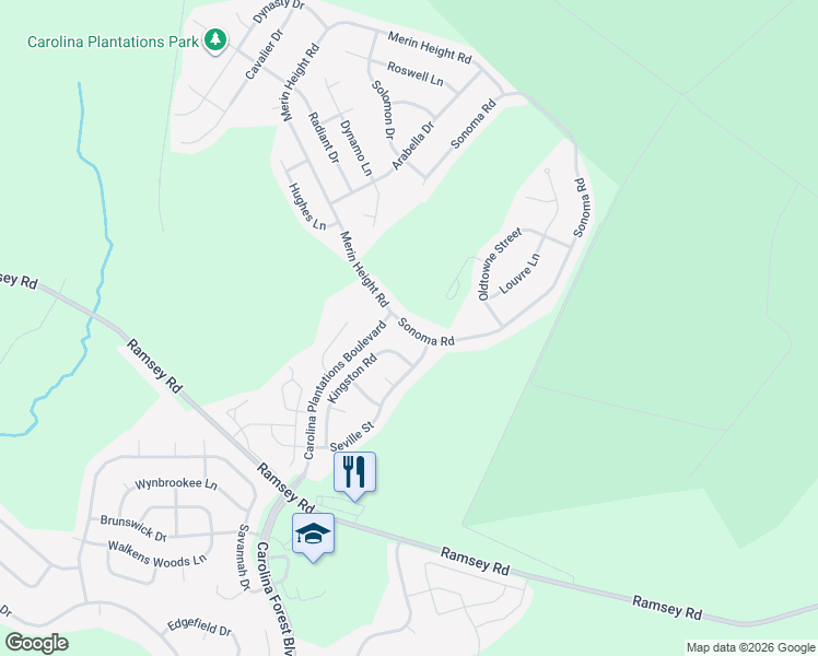 map of restaurants, bars, coffee shops, grocery stores, and more near 300 Sonoma Road in Jacksonville