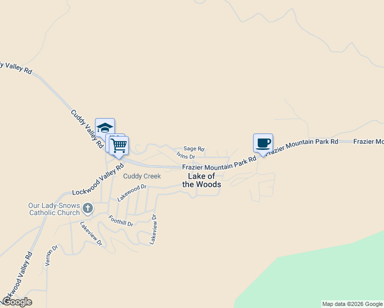 map of restaurants, bars, coffee shops, grocery stores, and more near 6613 Ivins Drive in Frazier Park