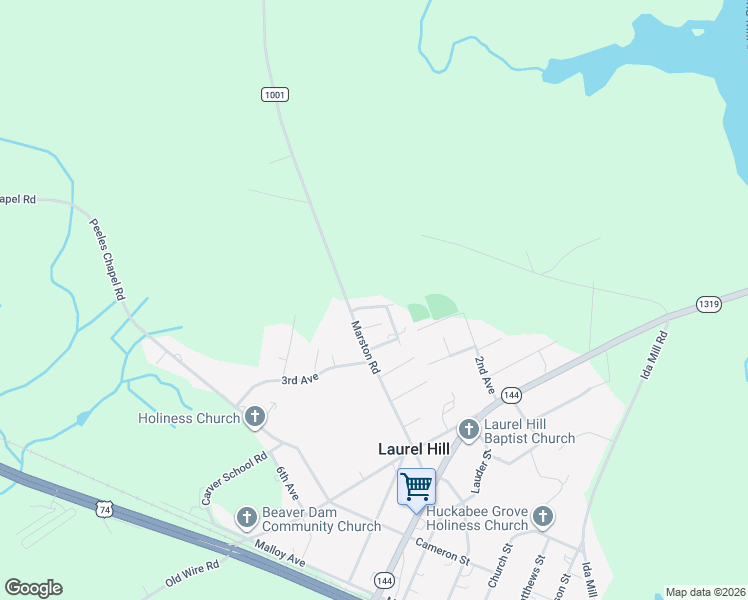 map of restaurants, bars, coffee shops, grocery stores, and more near 9360 Washington Street in Laurel Hill