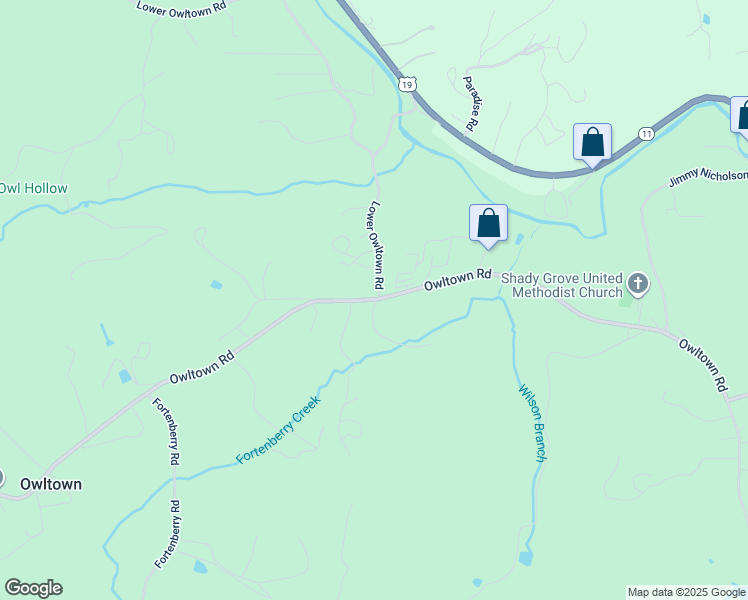 map of restaurants, bars, coffee shops, grocery stores, and more near 2418 Lower Owltown Road in Blairsville