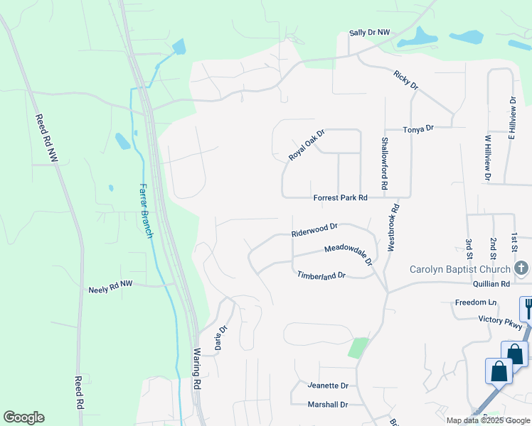 map of restaurants, bars, coffee shops, grocery stores, and more near 408 Clear Oak Drive in Dalton