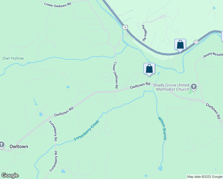 map of restaurants, bars, coffee shops, grocery stores, and more near 2418 Lower Owltown Road in Blairsville