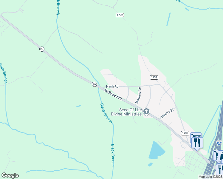 map of restaurants, bars, coffee shops, grocery stores, and more near 1410 West Broad Street in Saint Pauls