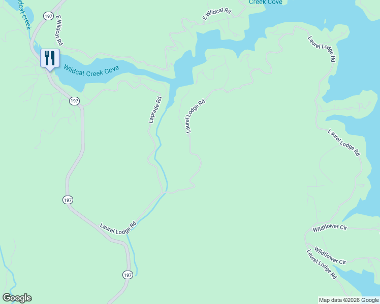 map of restaurants, bars, coffee shops, grocery stores, and more near 655 Laprade's Road in Clarkesville