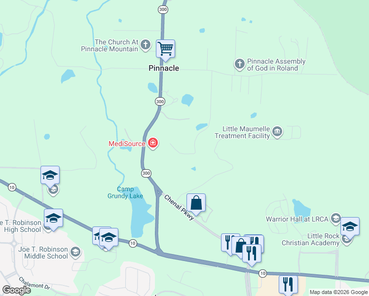 map of restaurants, bars, coffee shops, grocery stores, and more near 7111 Westridge Road in Roland