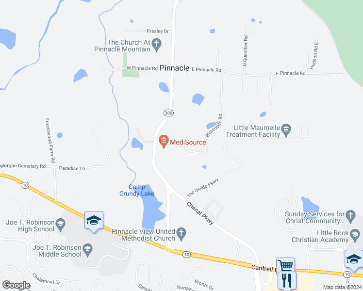 map of restaurants, bars, coffee shops, grocery stores, and more near 6911 Westridge Road in Roland