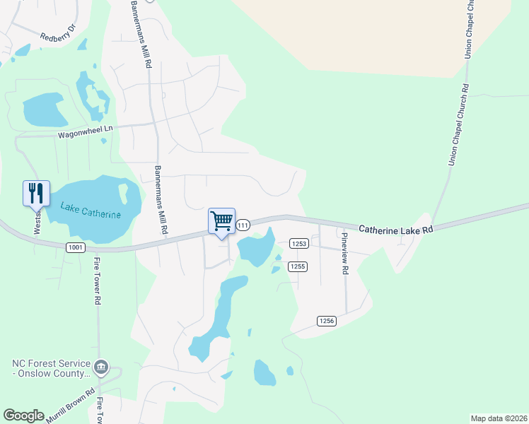 map of restaurants, bars, coffee shops, grocery stores, and more near 1977 Catherine Lake Road in Richlands