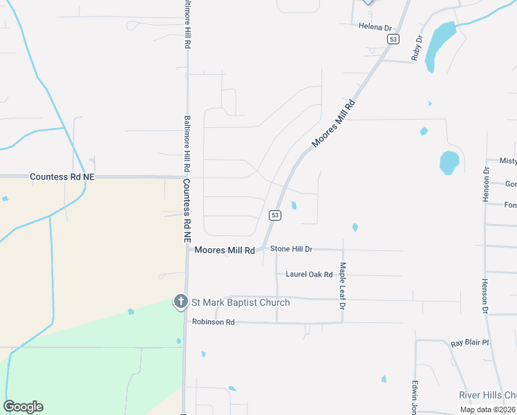 map of restaurants, bars, coffee shops, grocery stores, and more near 6757 Moores Mill Road in Huntsville