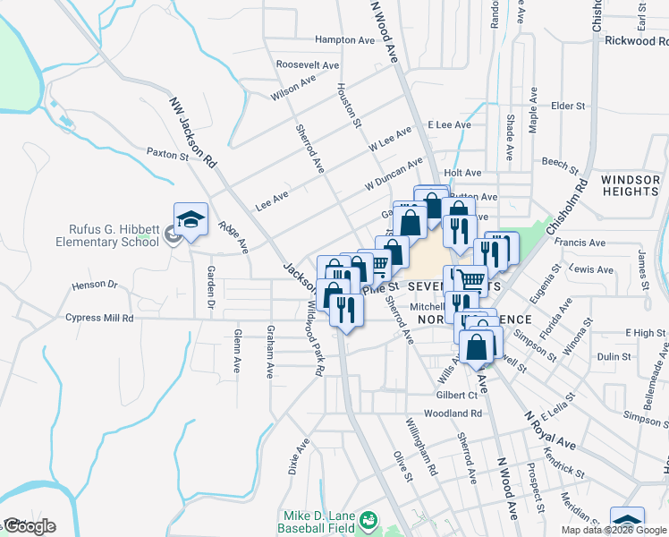 map of restaurants, bars, coffee shops, grocery stores, and more near 301-399 Garfield Ave in Florence