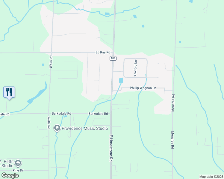 map of restaurants, bars, coffee shops, grocery stores, and more near 18240 East Limestone Road in Athens