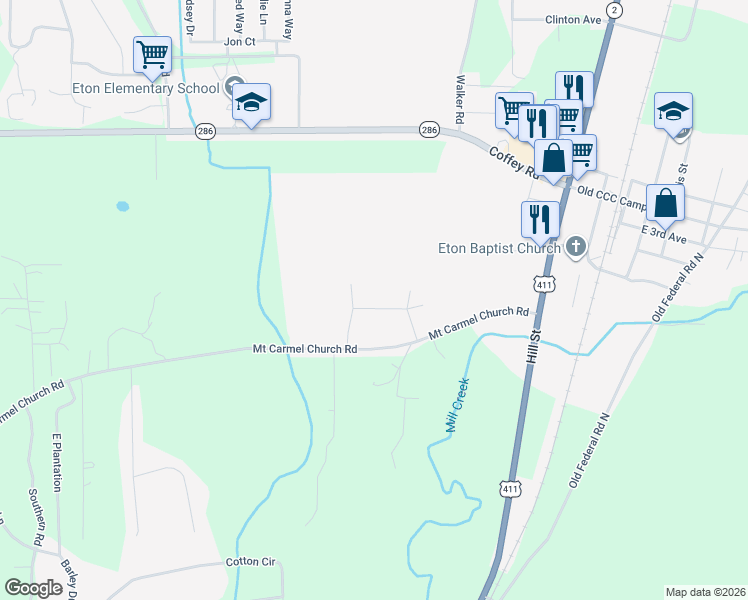 map of restaurants, bars, coffee shops, grocery stores, and more near 53 Misty Ridge in Chatsworth