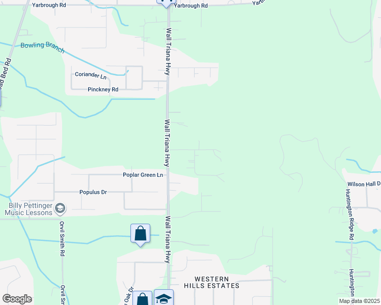 map of restaurants, bars, coffee shops, grocery stores, and more near 7995 Wall Triana Highway in Harvest