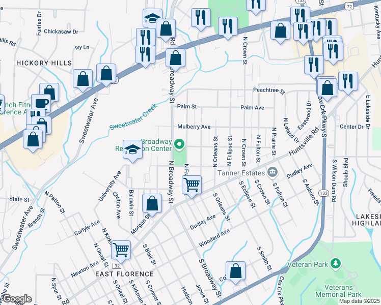map of restaurants, bars, coffee shops, grocery stores, and more near in Florence
