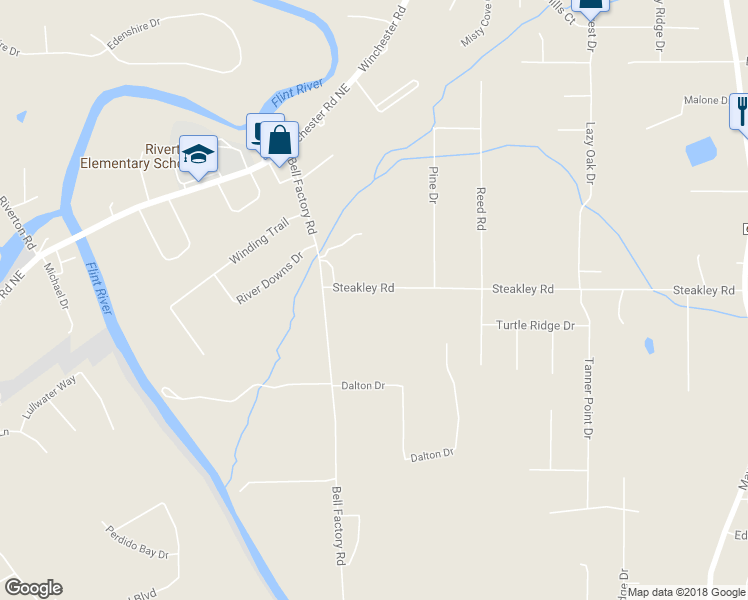 map of restaurants, bars, coffee shops, grocery stores, and more near 162 Steakley Road in New Market