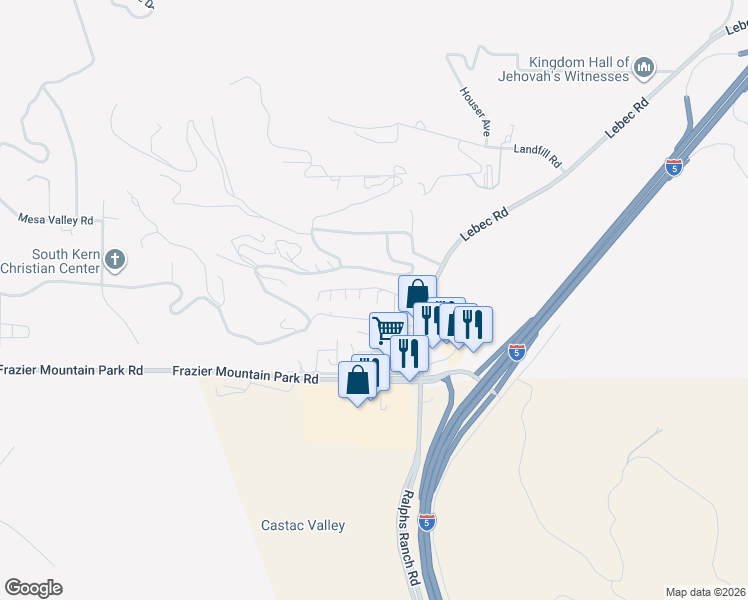 map of restaurants, bars, coffee shops, grocery stores, and more near 657 Lebec Road in Lebec