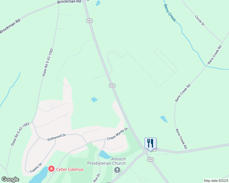 map of restaurants, bars, coffee shops, grocery stores, and more near 3601 South Carolina 101 in Woodruff