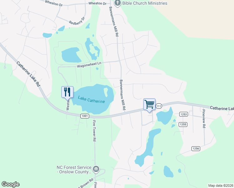 map of restaurants, bars, coffee shops, grocery stores, and more near 131 Bannermans Mill Road in Richlands