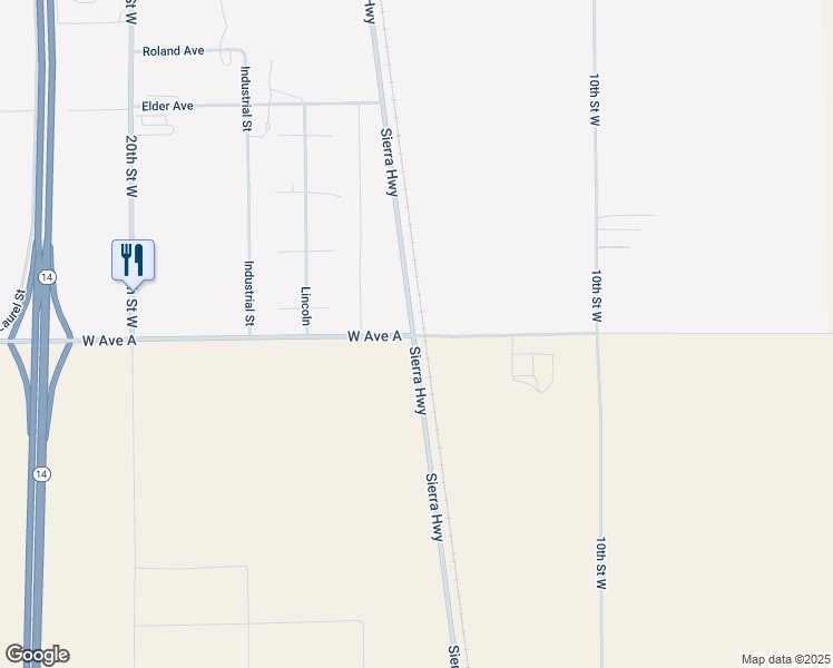 map of restaurants, bars, coffee shops, grocery stores, and more near Sierra Highway in Rosamond